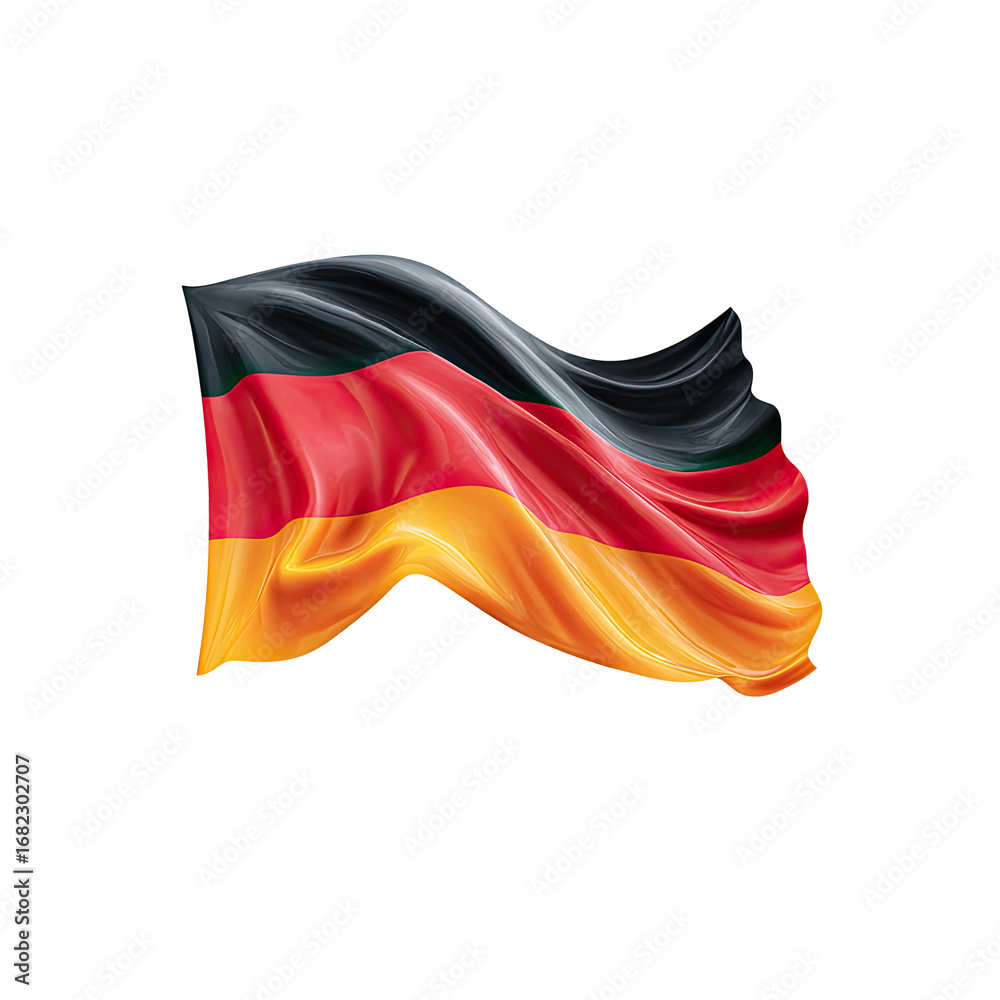 Naklejka premium Waving German flag, vibrant colors. Smooth, flowing fabric