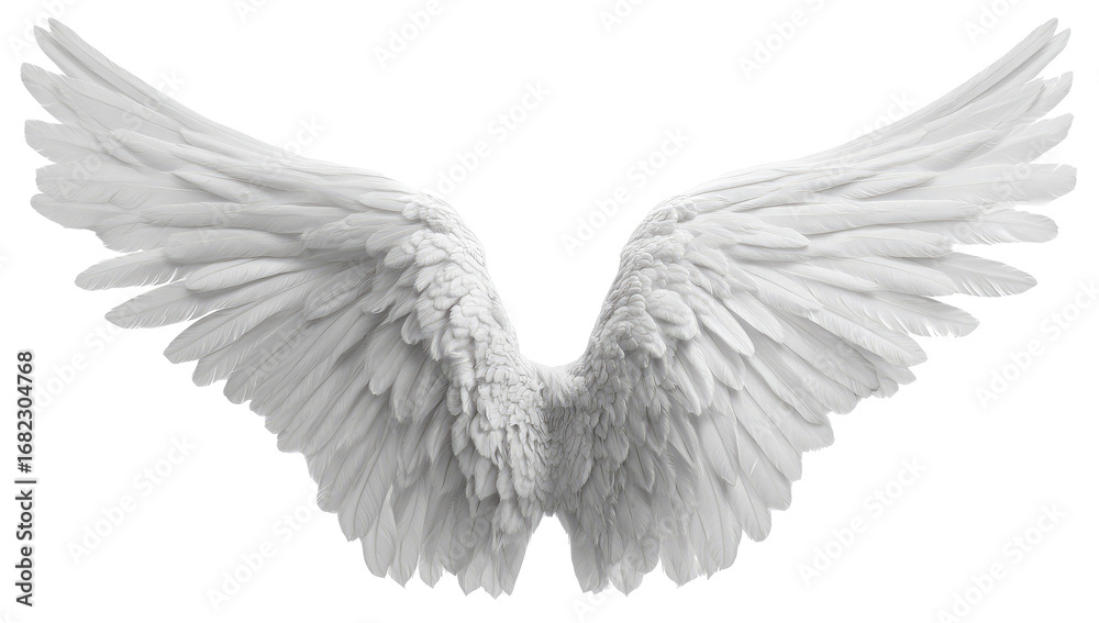 Fototapeta premium Pair of detailed, white angel wings