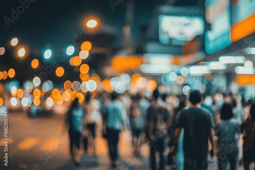 Wallpaper Mural Blurry night street scene, people walking Torontodigital.ca