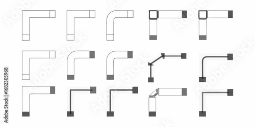 Collection of l shaped furniture configurations and modular seating arrangements with different corner options