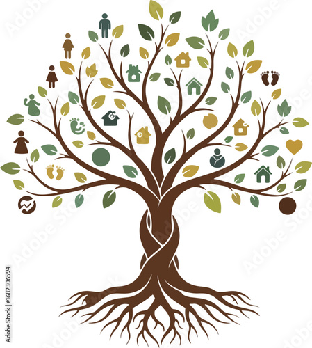 Discover the beauty of family connection with this vibrant tree of life symbolizing growth, home, and generations of love and belonging