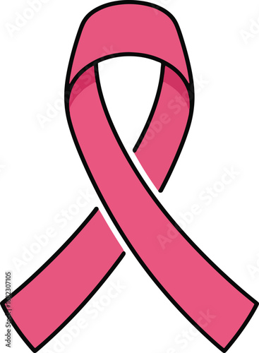 Iconic pink ribbon symbolizing breast cancer awareness and support, a powerful emblem for health campaigns and fundraising events.