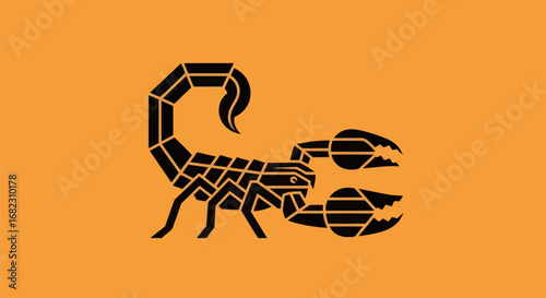 Stylized geometric black scorpion vector illustration icon.