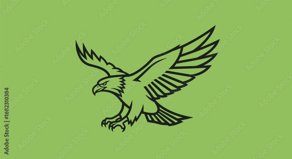 Fototapeta premium Majestic Eagle in Flight Line Art Illustration.
