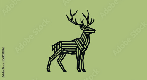 Geometric Deer Minimalist Line Art Illustration.