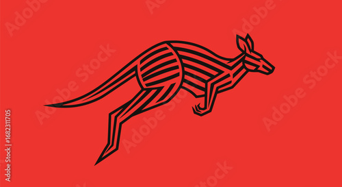 Stylized Kangaroo Jumping Artistic Graphic Design.