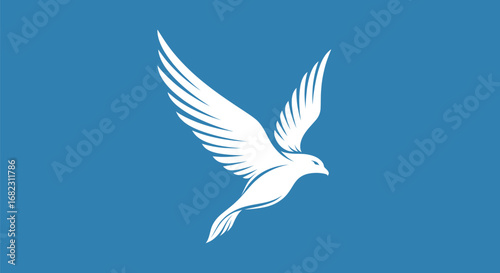White Dove in Flight: Symbol of Peace and Freedom.