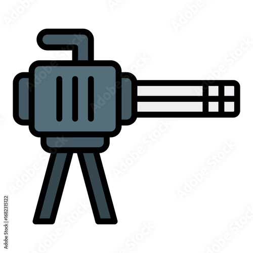 Machine gun icon. Heavy weapon symbol. Military firearm and combat collection. Filled Line Icon