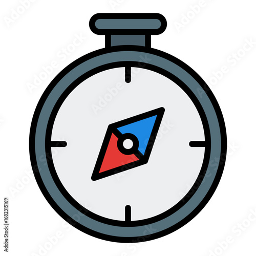 Compass icon. Military navigation symbol. Direction tool and army guidance collection. Filled Line Icon