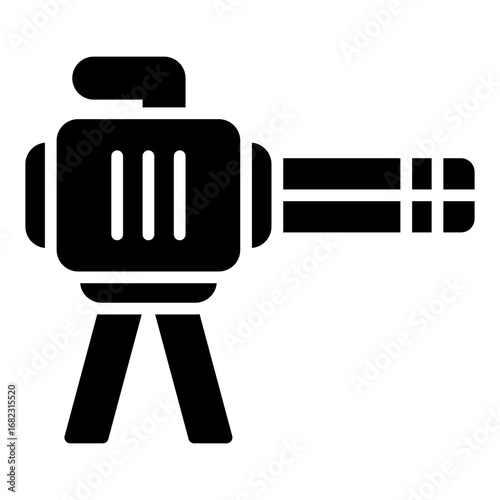 Machine gun icon. Heavy weapon symbol. Military firearm and combat collection. Glyph Icon