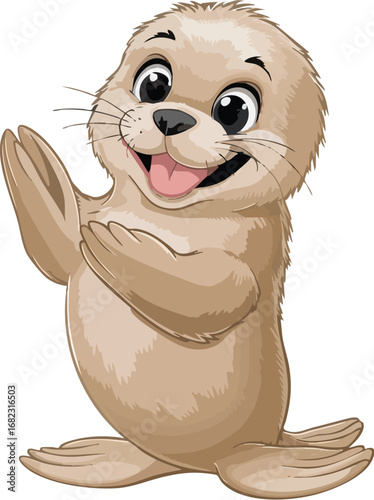 Seal Cartoon Illustration Set – Cute Ocean Animal