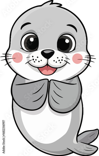 Seal Cartoon Illustration Set – Cute Ocean Animal