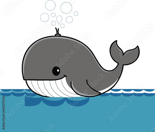 Whale Cartoon Illustration Set – Cute Marine Animal