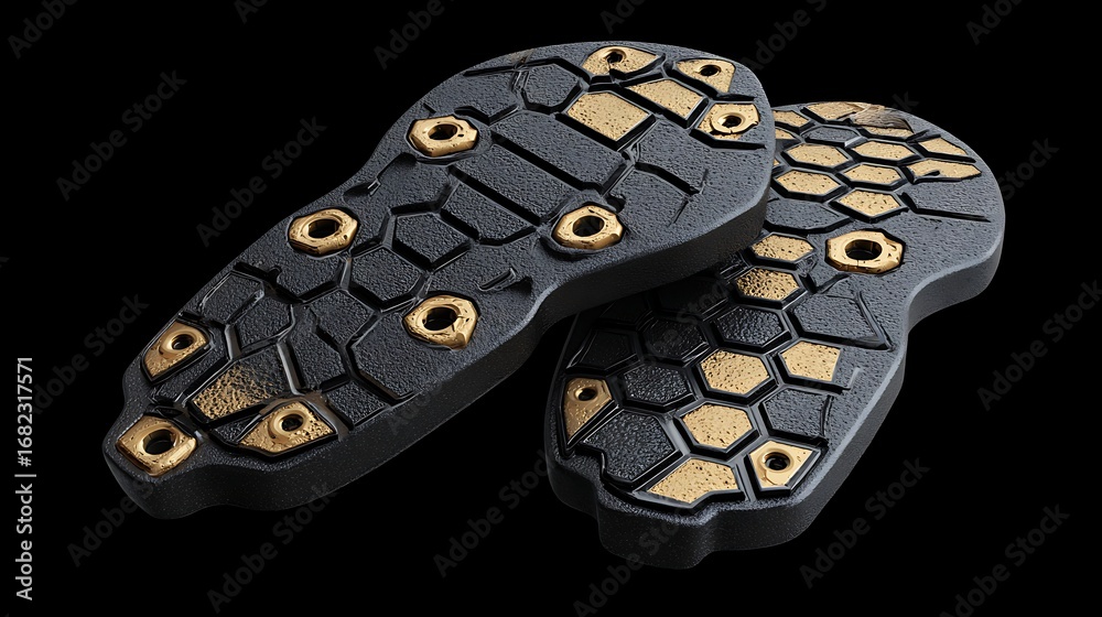 Obraz premium Grip performance soles with golden accents and hexagonal tread for ultimate traction and style
