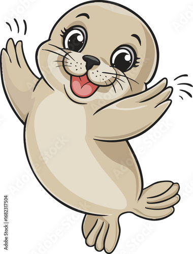 Seal Cartoon Illustration Set – Cute Ocean Animal