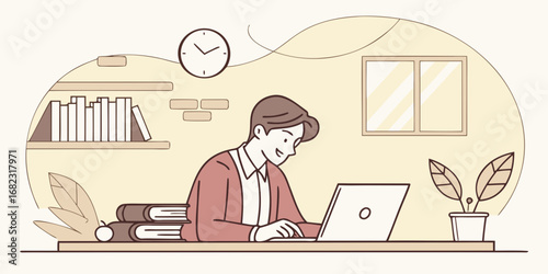 business people working, with office supplies around