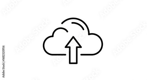 Cloud upload icon vector graphic for data transfer and backup solutions in modern technology design style