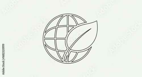 Eco friendly earth globe leaf vector icon for sustainable environment and nature conservation logo design