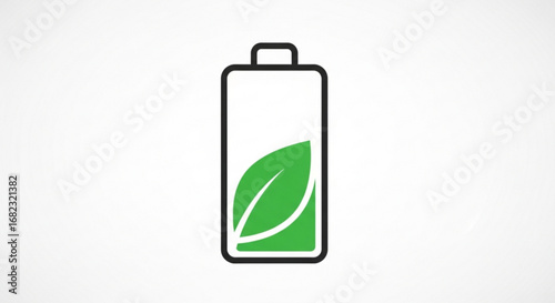 Eco friendly battery power energy green leaf sustainable technology renewable charge icon vector illustration