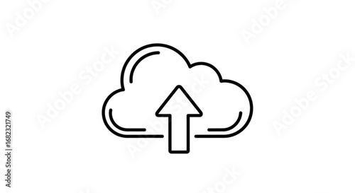 Cloud upload icon vector file for data transfer and backup in modern simple line art design for website