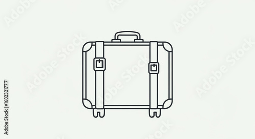 Travel suitcase outline vector graphic for vacation trip luggage and baggage design element illustration