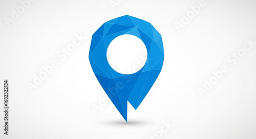 Blue geometric location pin icon vector illustration for maps gps navigation and travel destination design
