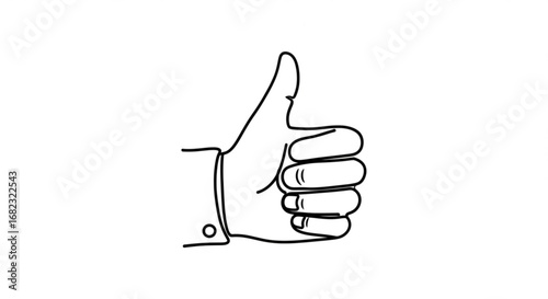 Thumbs up icon vector illustration hand gesture approval like symbol agreement positive feedback line art