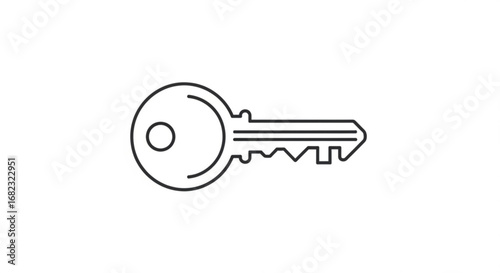 Key outline vector drawing for security access and lock design element for graphic resources