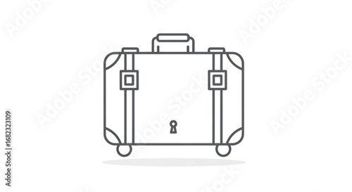 Suitcase travel luggage baggage vacation trip journey airport tourism baggage line art vector icon design