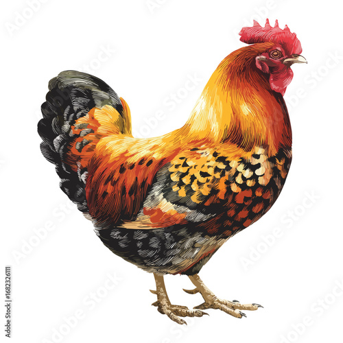 hen isolated in White Background, hen vector, Flat lay vector illustration