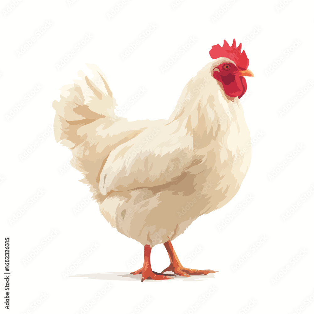 Fototapeta premium hen isolated in White Background, hen vector, Flat lay vector illustration