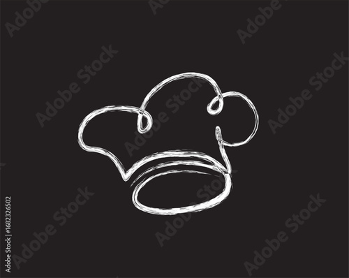 Chef hat ink brush drawing illustration. ink brush drawing chef cap.