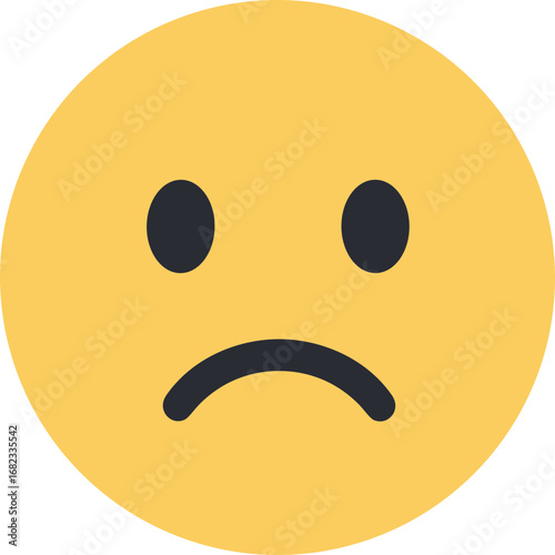 Flat Style Sad Face Emoji Yellow Color Illustration Graphic Element
