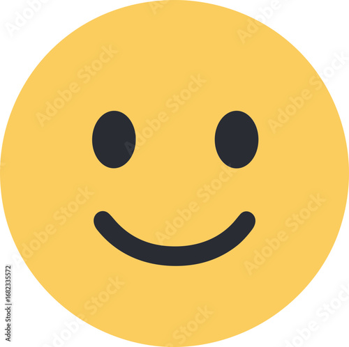 Minimalist Flat Style Happy Emoticon with Smiling Mouth and Eyes Illustration