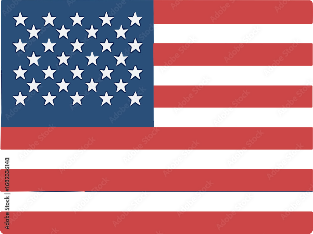 Fototapeta premium Simple Flat Style United States of America Flag Patriotic Symbol