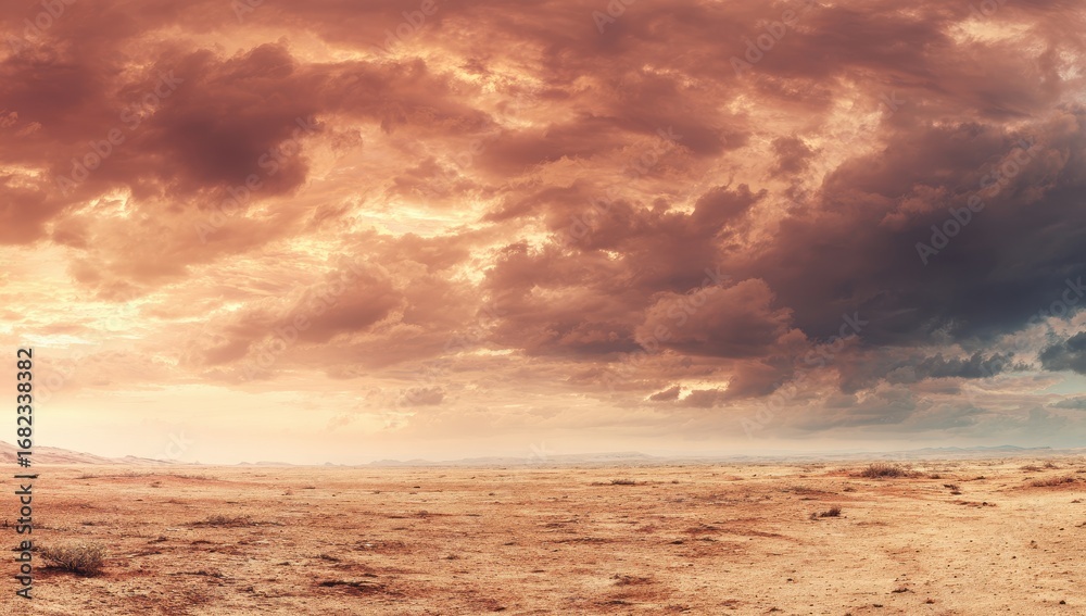 Fototapeta premium Dramatic desert sunset, ominous clouds