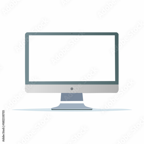 Modern computer screen display with a sleek design, showcasing a blank white screen ready for content creation or display