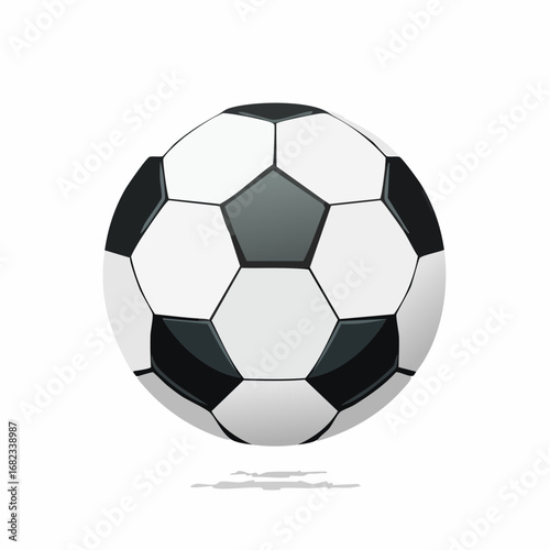 Close-up of a classic black and white soccer ball, isolated on a white background, ready for game play