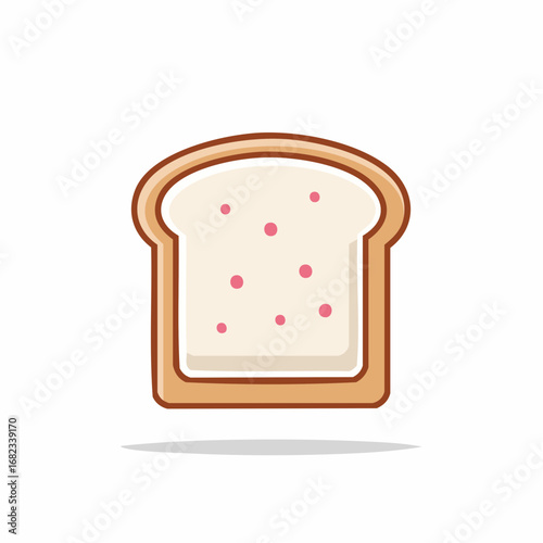 Simple and cute cartoon illustration of a single slice of white bread, a vector icon for bakery, breakfast, and food themes, isolated on a white background