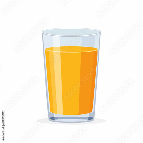 A tall, clear glass filled with vibrant orange juice, perfect for a refreshing beverage or a healthy breakfast