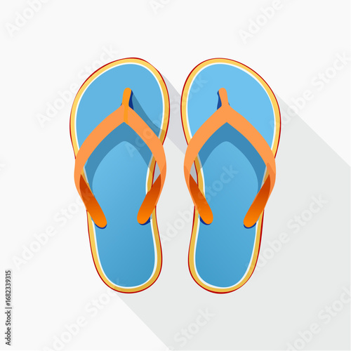 Summer Flip-Flops Bright Blue and Orange Beach Sandals