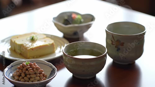 Lifestyle Footage of a Traditional Japanese Meal Served on a Low Table