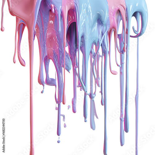 Abstract dripping paint in pastel pink, light blue, and purple hues