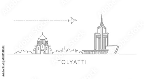 Tolyatti Skyline with Russia Minimalist Illustration.