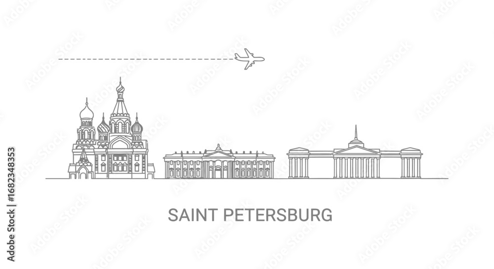Naklejka premium Saint Petersburg skyline vector Travel icon.