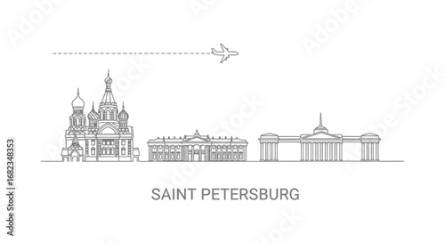 Saint Petersburg skyline vector Travel icon.