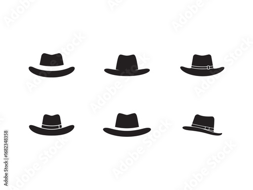 Collection of Classic Fedora Hats in Black Silhouette A Stylish Accessory for Formal Occasions and Fashion Statements