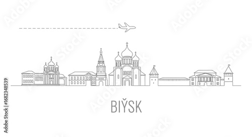 Biysk Skyline Russia Line Art Minimal.