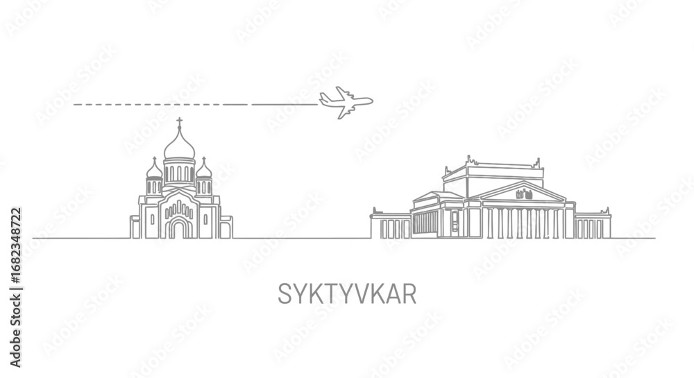Naklejka premium Syktyvkar skyline vector with travel design.