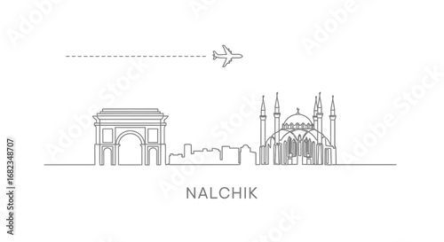 Nalchik Skyline Landmark Vector Minimal.
